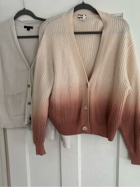 J. Crew cardigans s/m cream cashmere Ombre and off-white chunky cotton